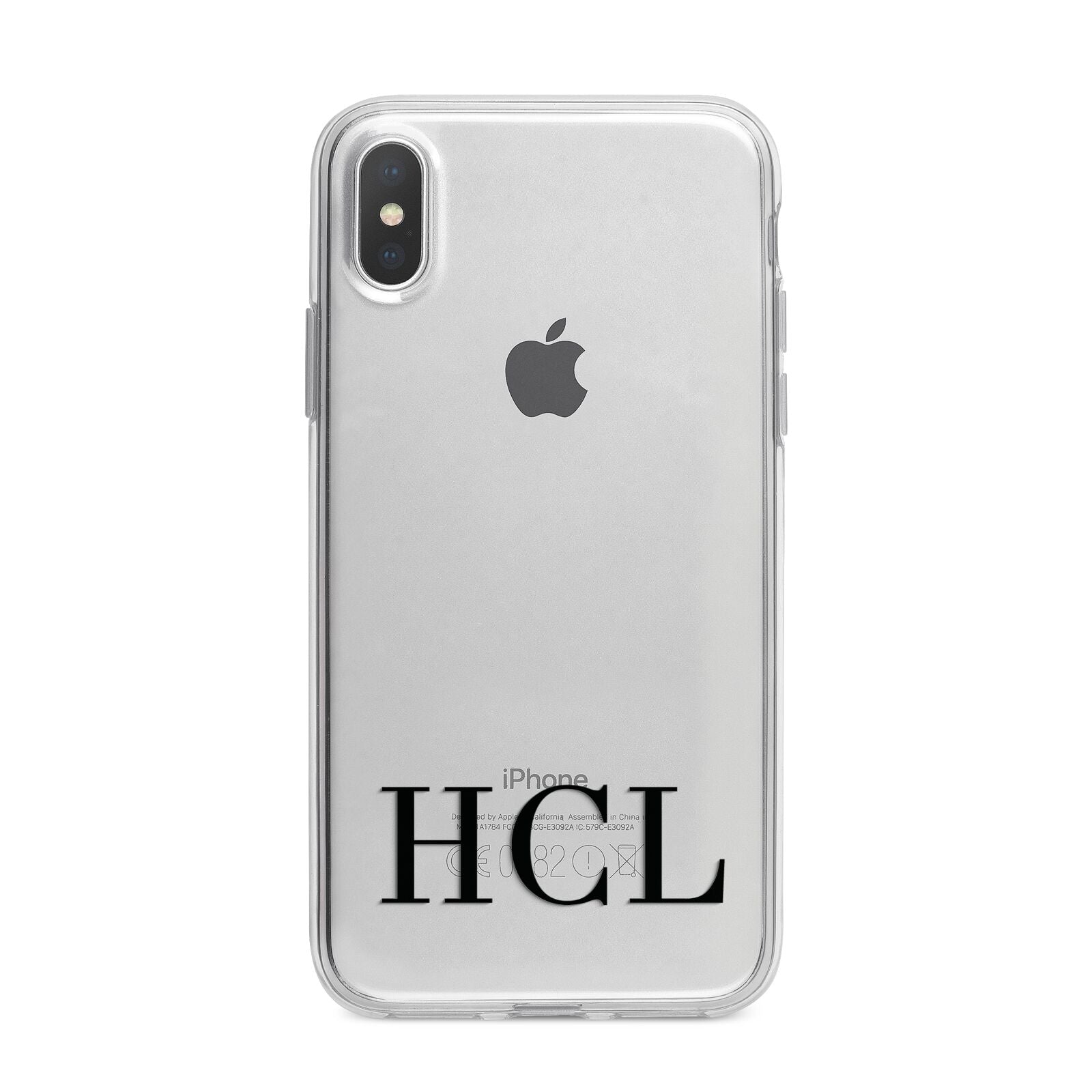 Personalised Black Initials Clear Customised iPhone X Bumper Case on Silver iPhone Alternative Image 1