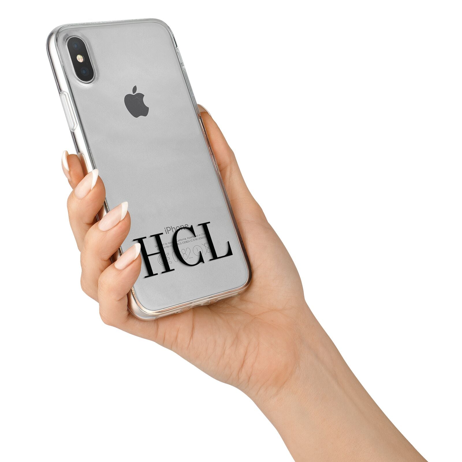 Personalised Black Initials Clear Customised iPhone X Bumper Case on Silver iPhone Alternative Image 2