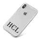 Personalised Black Initials Clear Customised iPhone X Bumper Case on Silver iPhone