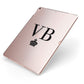 Personalised Black Initials Crown Clear Apple iPad Case on Rose Gold iPad Side View