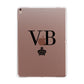 Personalised Black Initials Crown Clear Apple iPad Rose Gold Case