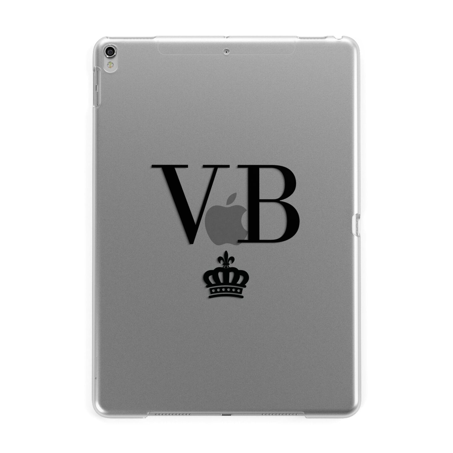 Personalised Black Initials Crown Clear Apple iPad Silver Case