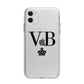 Personalised Black Initials Crown Clear Apple iPhone 11 in White with Bumper Case