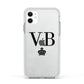 Personalised Black Initials Crown Clear Apple iPhone 11 in White with White Impact Case
