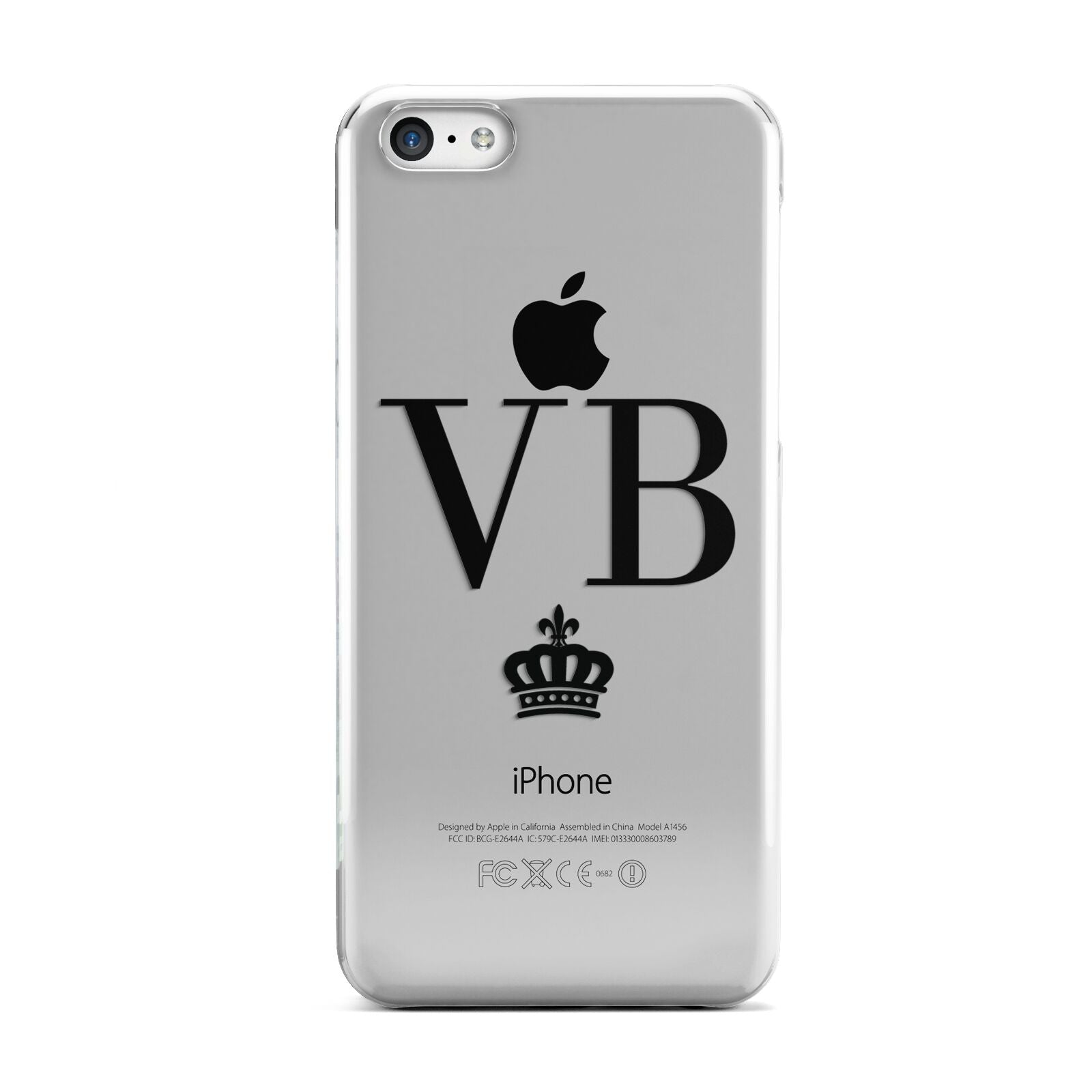 Personalised Black Initials Crown Clear Apple iPhone 5c Case