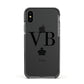 Personalised Black Initials Crown Clear Apple iPhone Xs Impact Case Black Edge on Black Phone