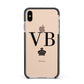 Personalised Black Initials Crown Clear Apple iPhone Xs Max Impact Case Black Edge on Gold Phone
