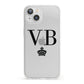 Personalised Black Initials Crown Clear iPhone 13 Clear Bumper Case