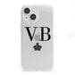 Personalised Black Initials Crown Clear iPhone 13 Mini Clear Bumper Case