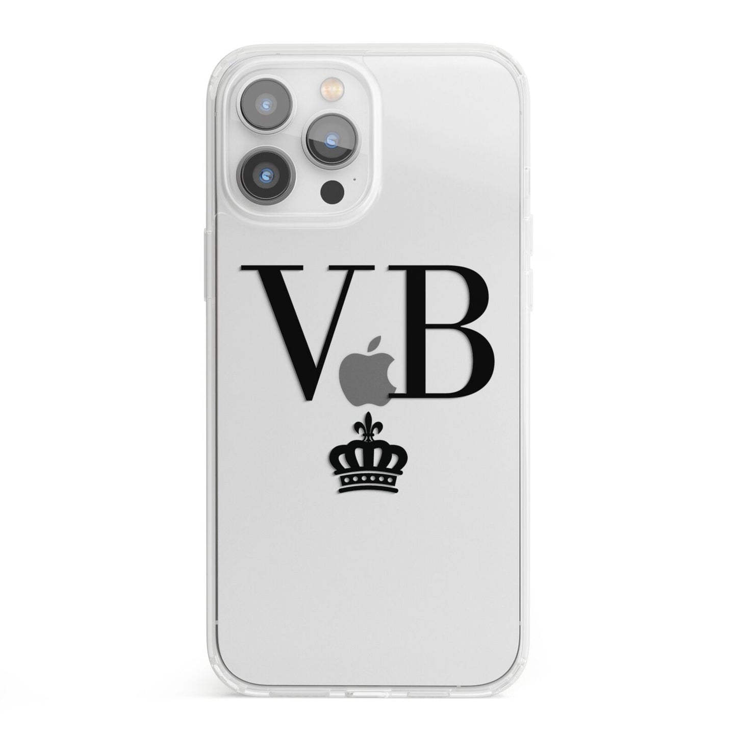 Personalised Black Initials Crown Clear iPhone 13 Pro Max Clear Bumper Case