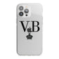 Personalised Black Initials Crown Clear iPhone 13 Pro Max TPU Impact Case with White Edges