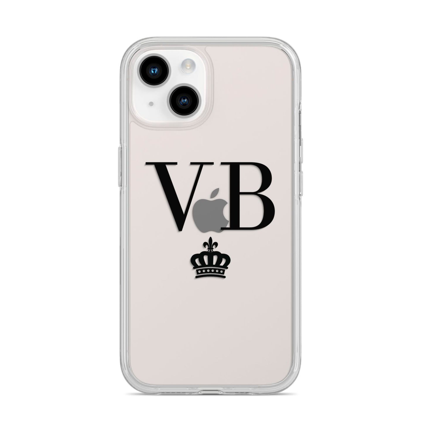 Personalised Black Initials Crown Clear iPhone 14 Clear Tough Case Starlight