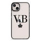 Personalised Black Initials Crown Clear iPhone 14 Plus Black Impact Case on Silver phone