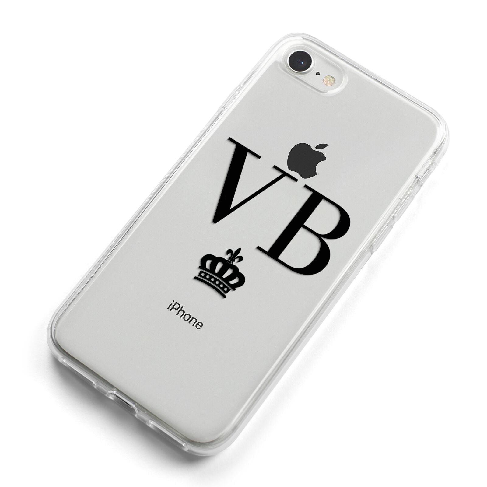 Personalised Black Initials Crown Clear iPhone 8 Bumper Case on Silver iPhone Alternative Image