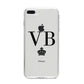 Personalised Black Initials Crown Clear iPhone 8 Plus Bumper Case on Silver iPhone