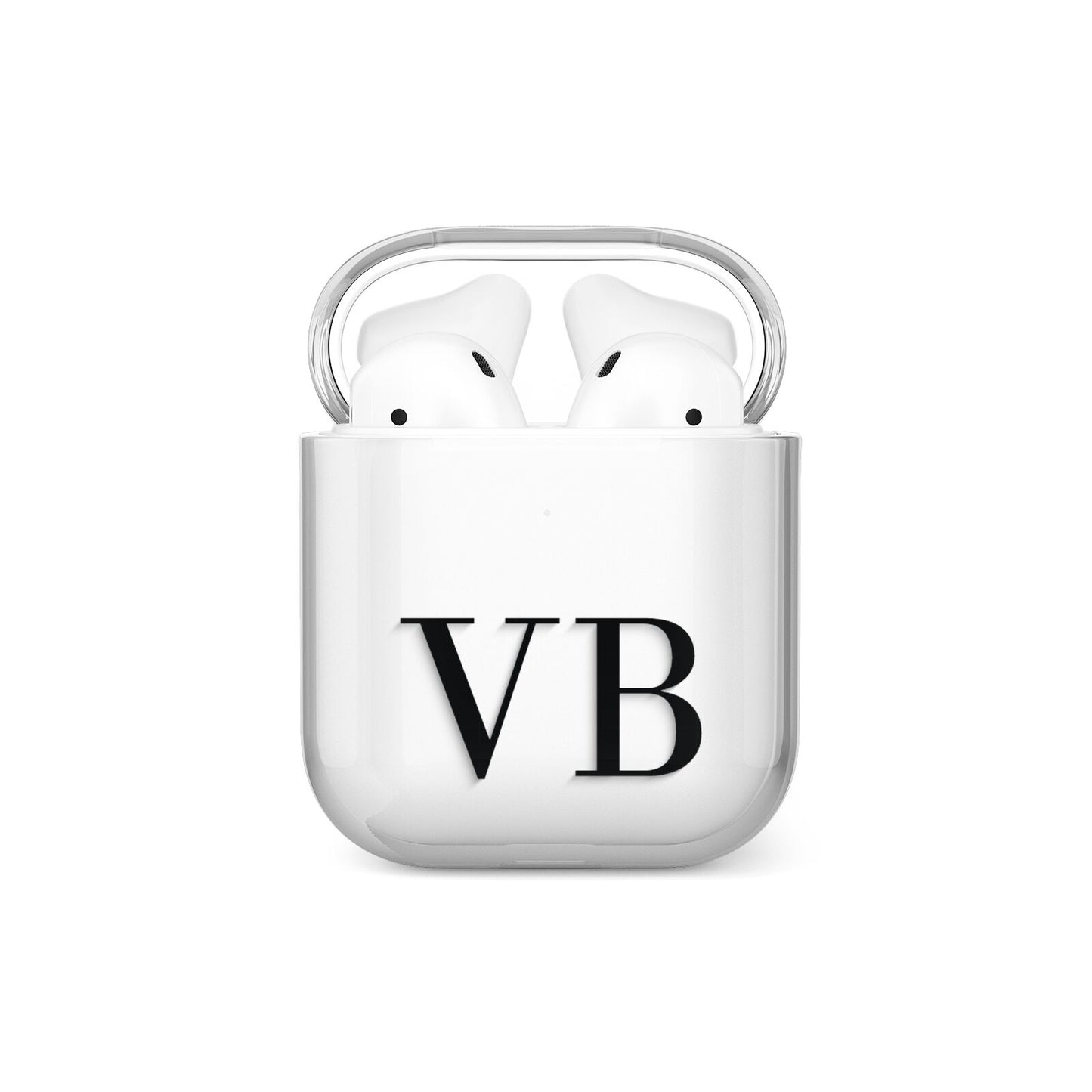 Personalised Black Initials Customised Clear AirPods Case