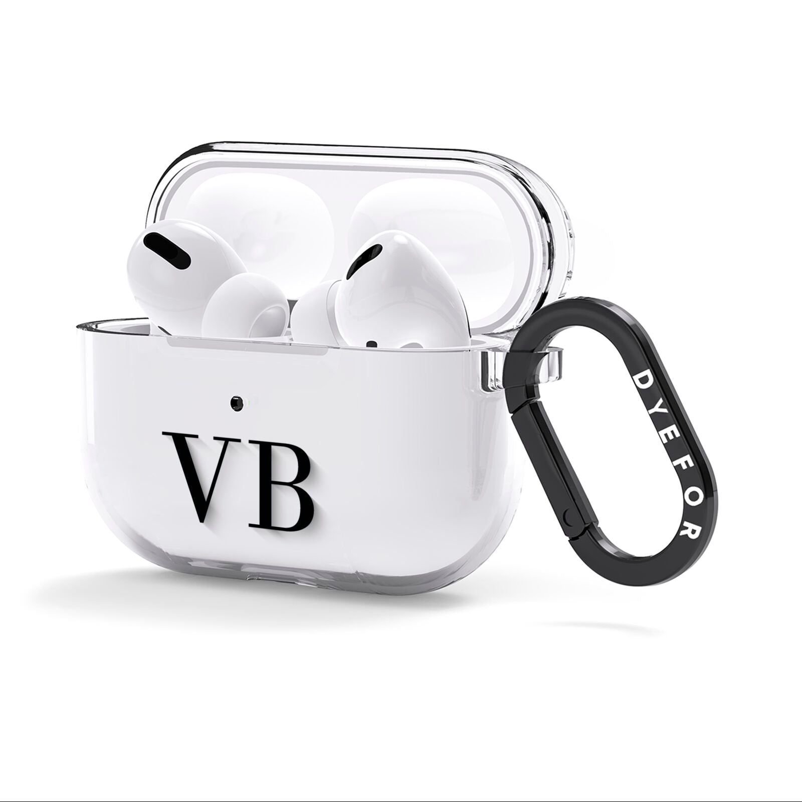 Personalised Black Initials Customised Clear AirPods Clear Case 3rd Gen Side Image