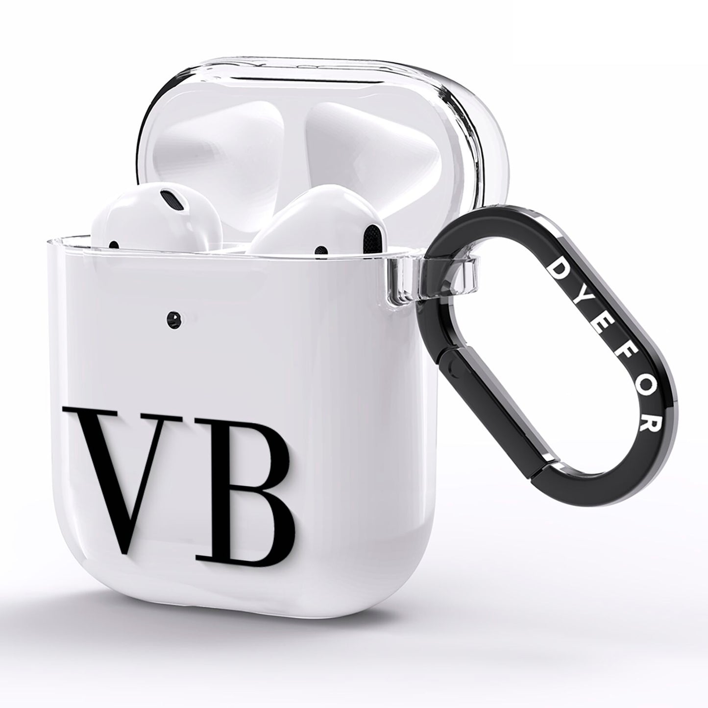 Personalised Black Initials Customised Clear AirPods Clear Case Side Image