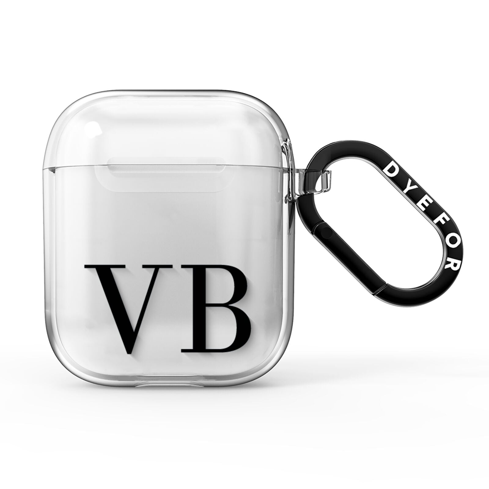Personalised Black Initials Customised Clear AirPods Clear Case