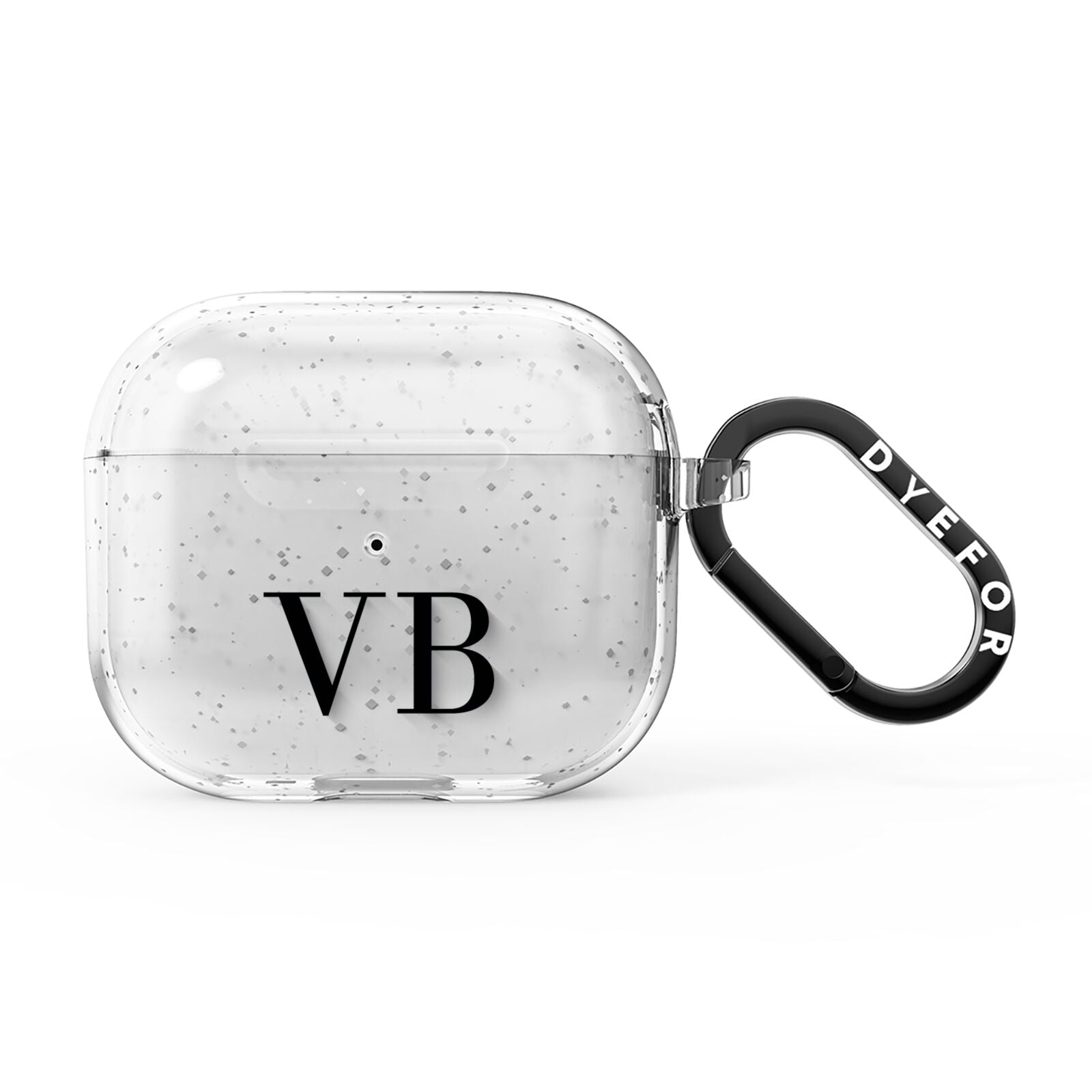 Personalised Black Initials Customised Clear AirPods Glitter Case 3rd Gen