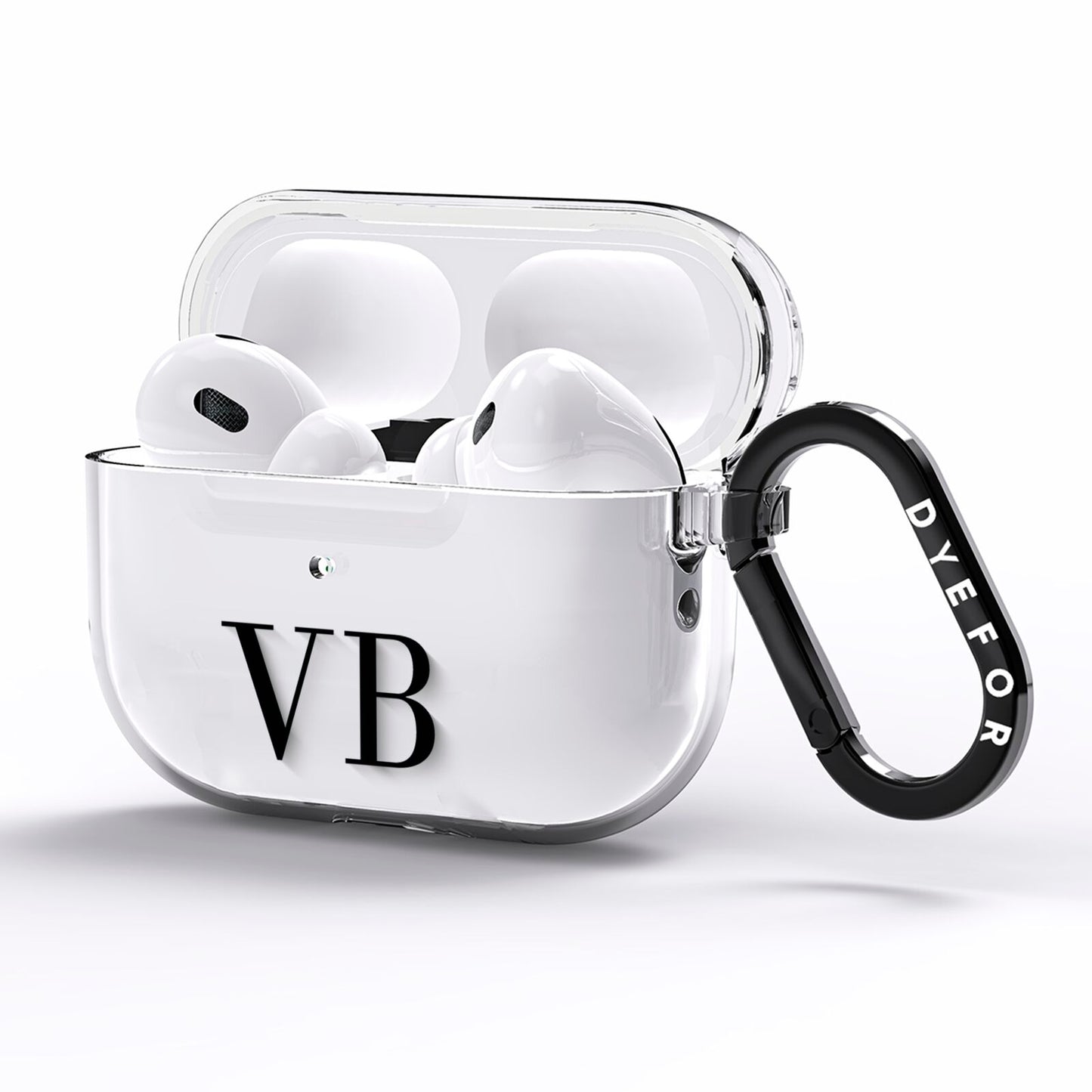 Personalised Black Initials Customised Clear AirPods Pro Clear Case Side Image