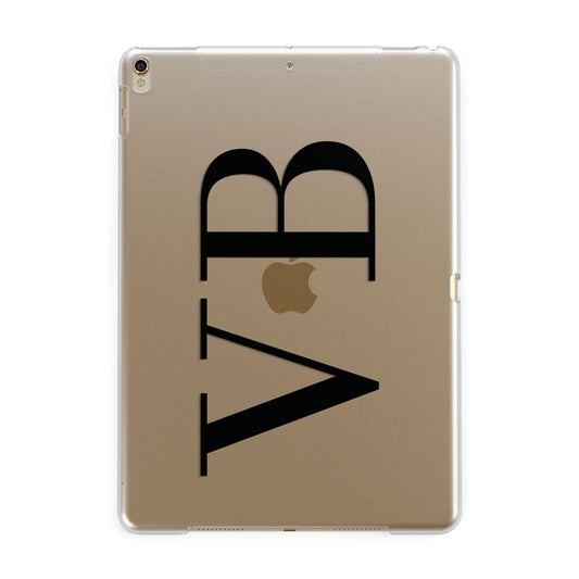 Personalised Black Initials Customised Clear Apple iPad Gold Case