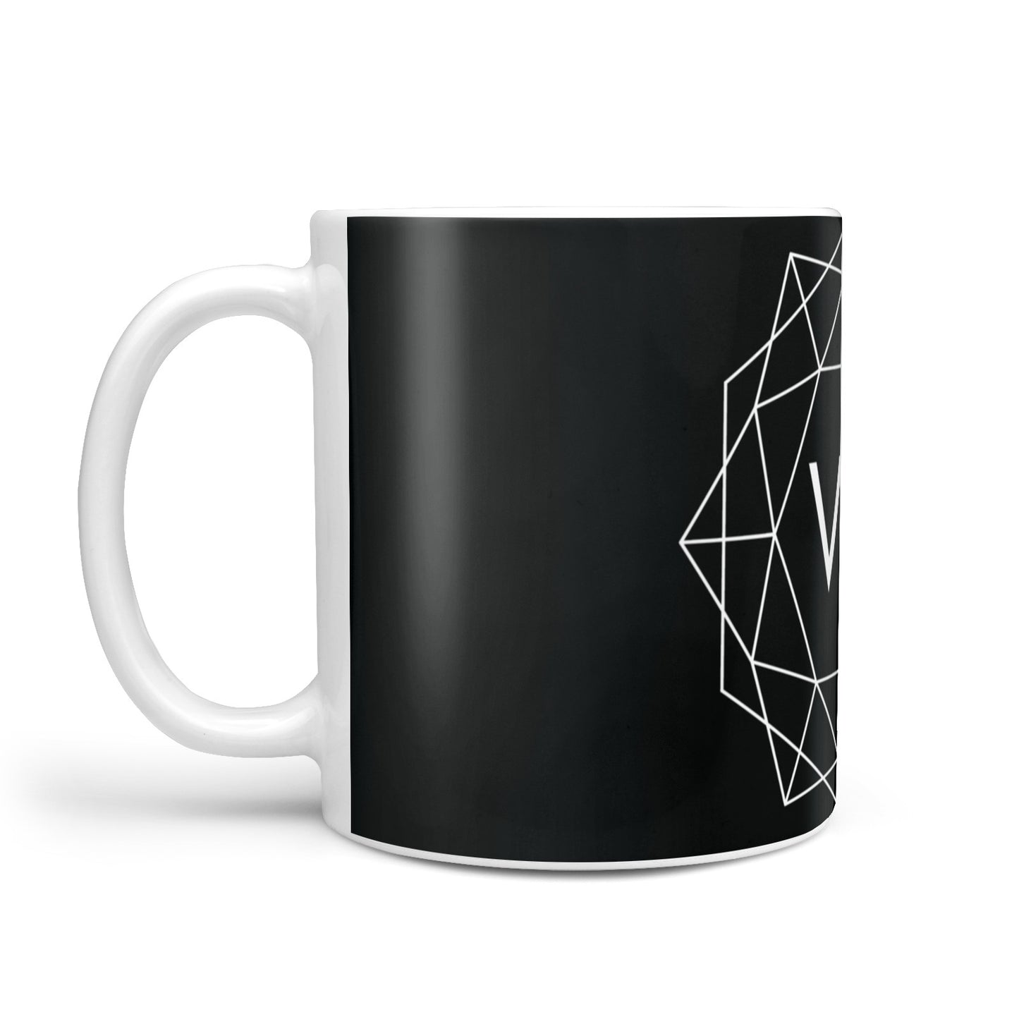 Personalised Black Initials Geometric 10oz Mug Alternative Image 1