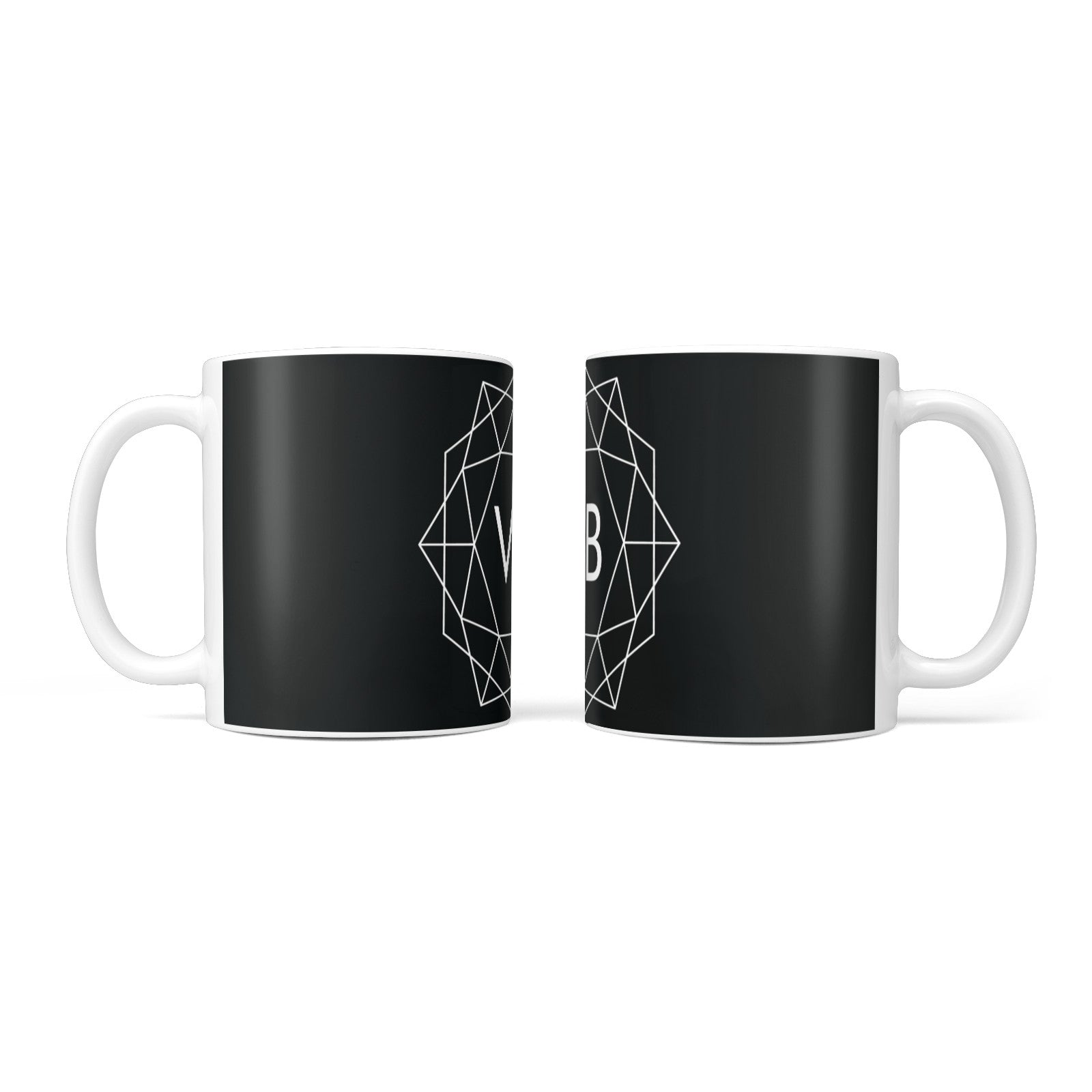 Personalised Black Initials Geometric 10oz Mug Alternative Image 3