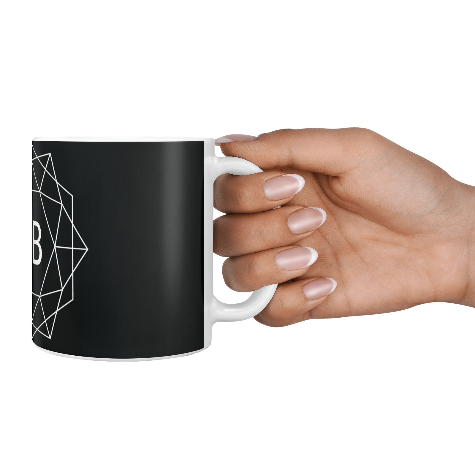 Personalised Black Initials Geometric 10oz Mug Alternative Image 4