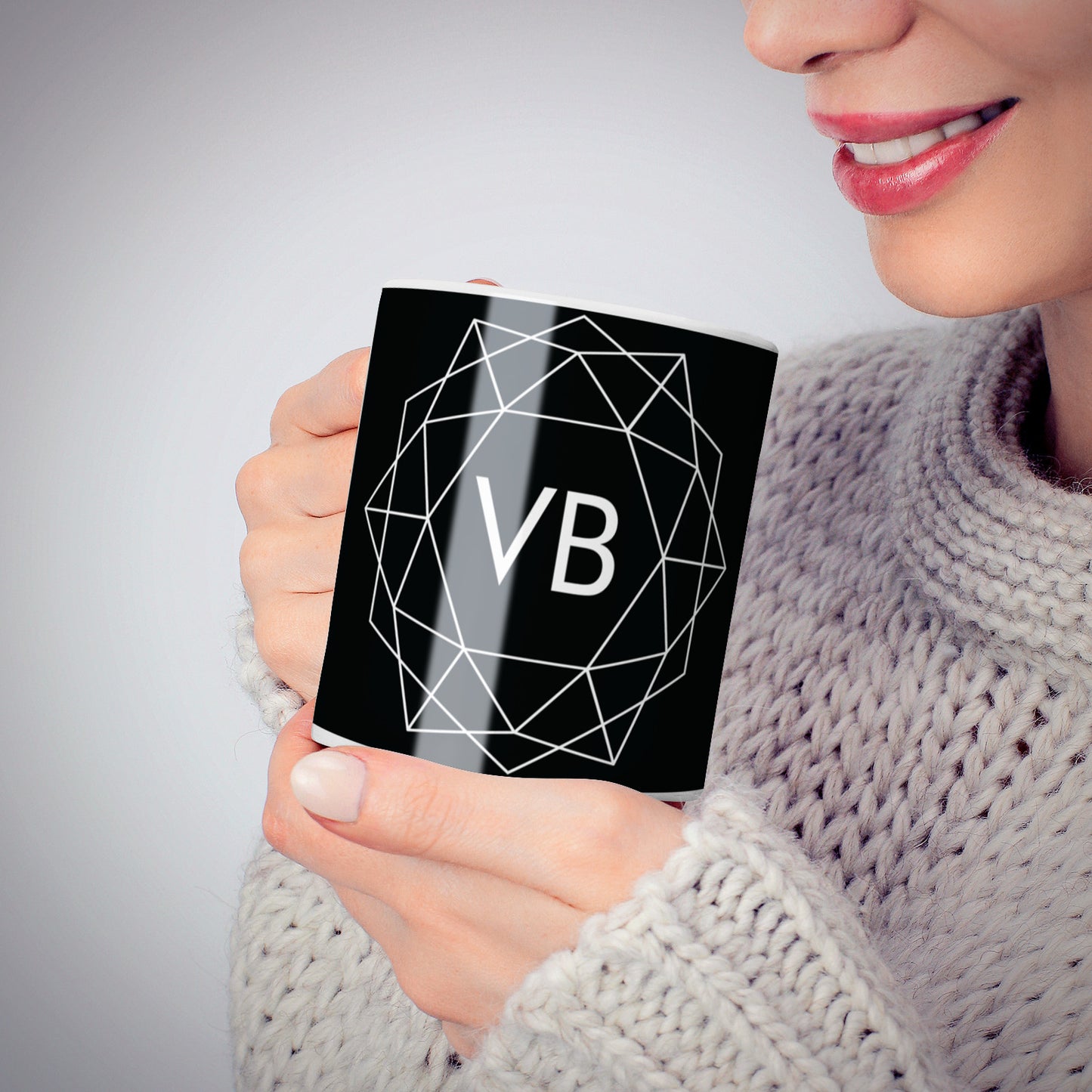 Personalised Black Initials Geometric 10oz Mug Alternative Image 6