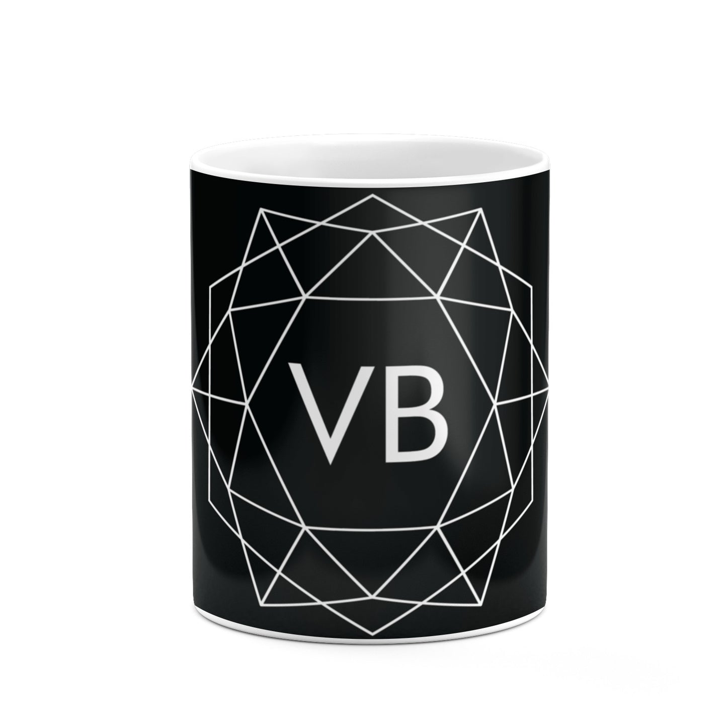 Personalised Black Initials Geometric 10oz Mug Alternative Image 7