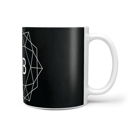 Personalised Black Initials Geometric 10oz Mug