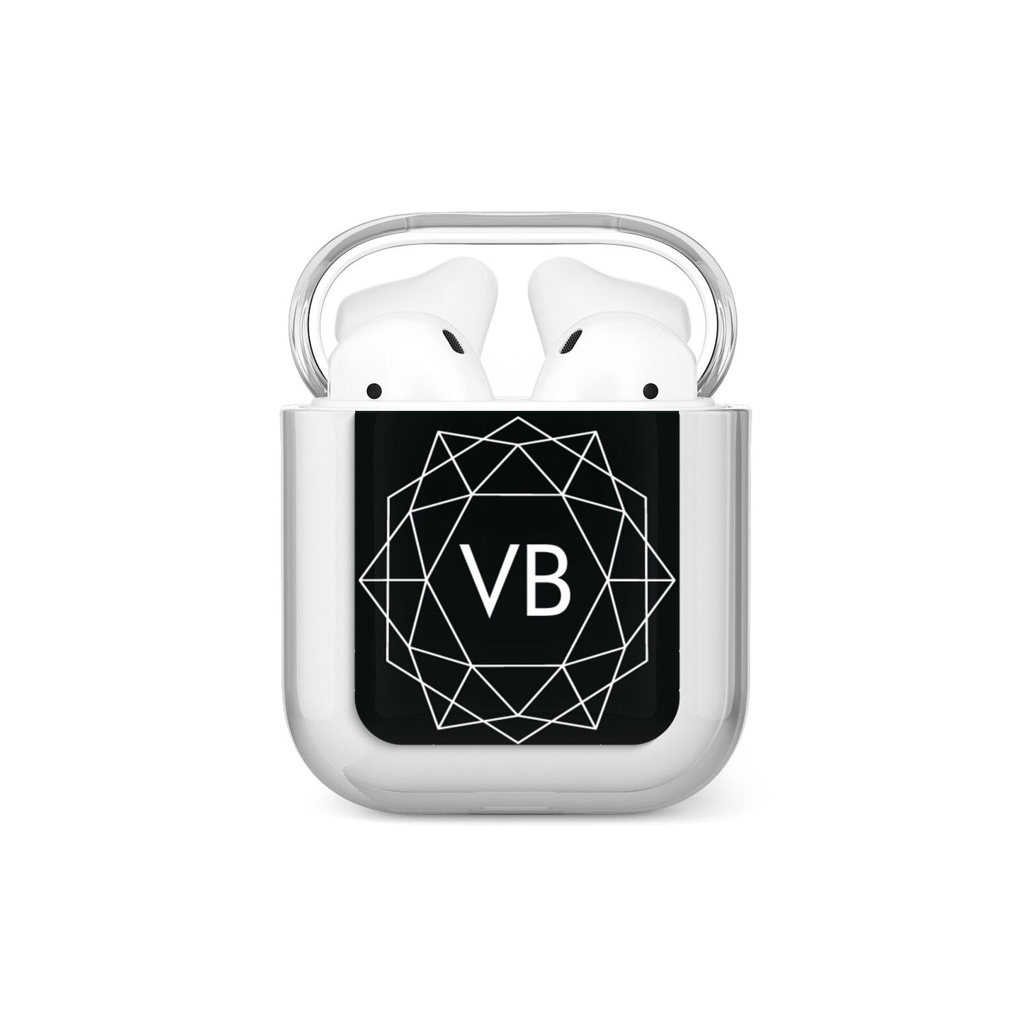Personalised Black Initials Geometric AirPods Case