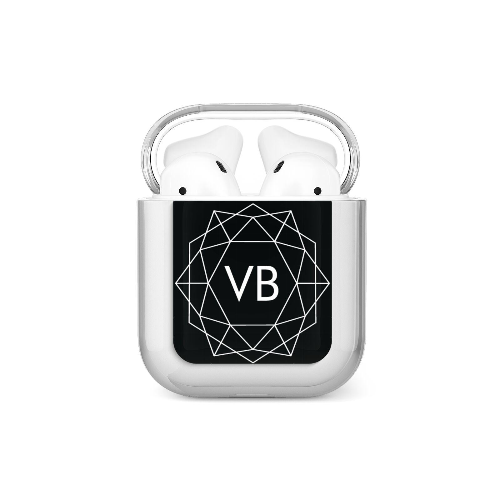 Personalised Black Initials Geometric AirPods Case