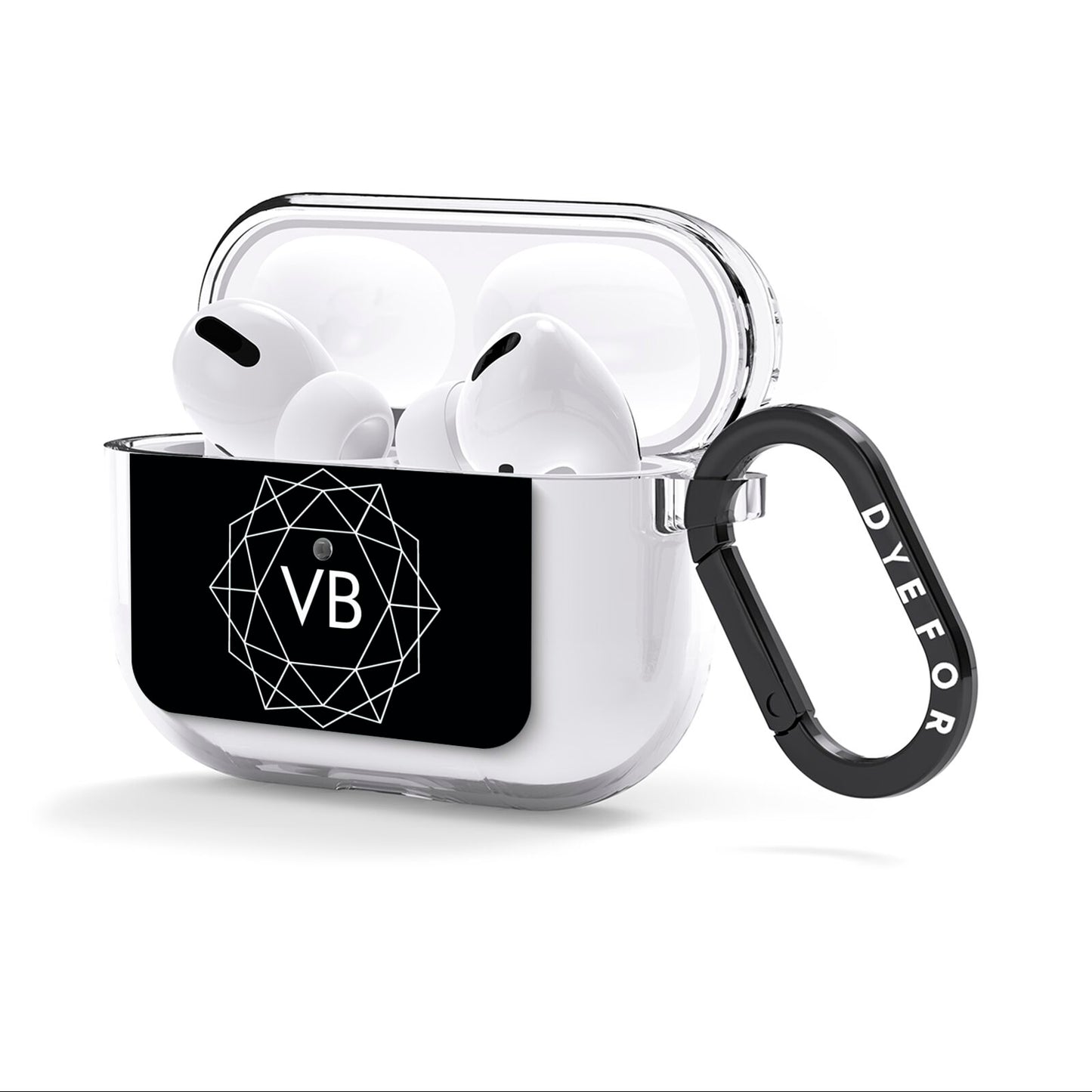 Personalised Black Initials Geometric AirPods Clear Case 3rd Gen Side Image