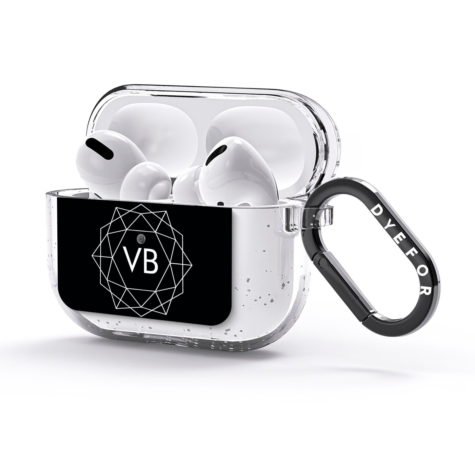 Personalised Black Initials Geometric AirPods Glitter Case 3rd Gen Side Image