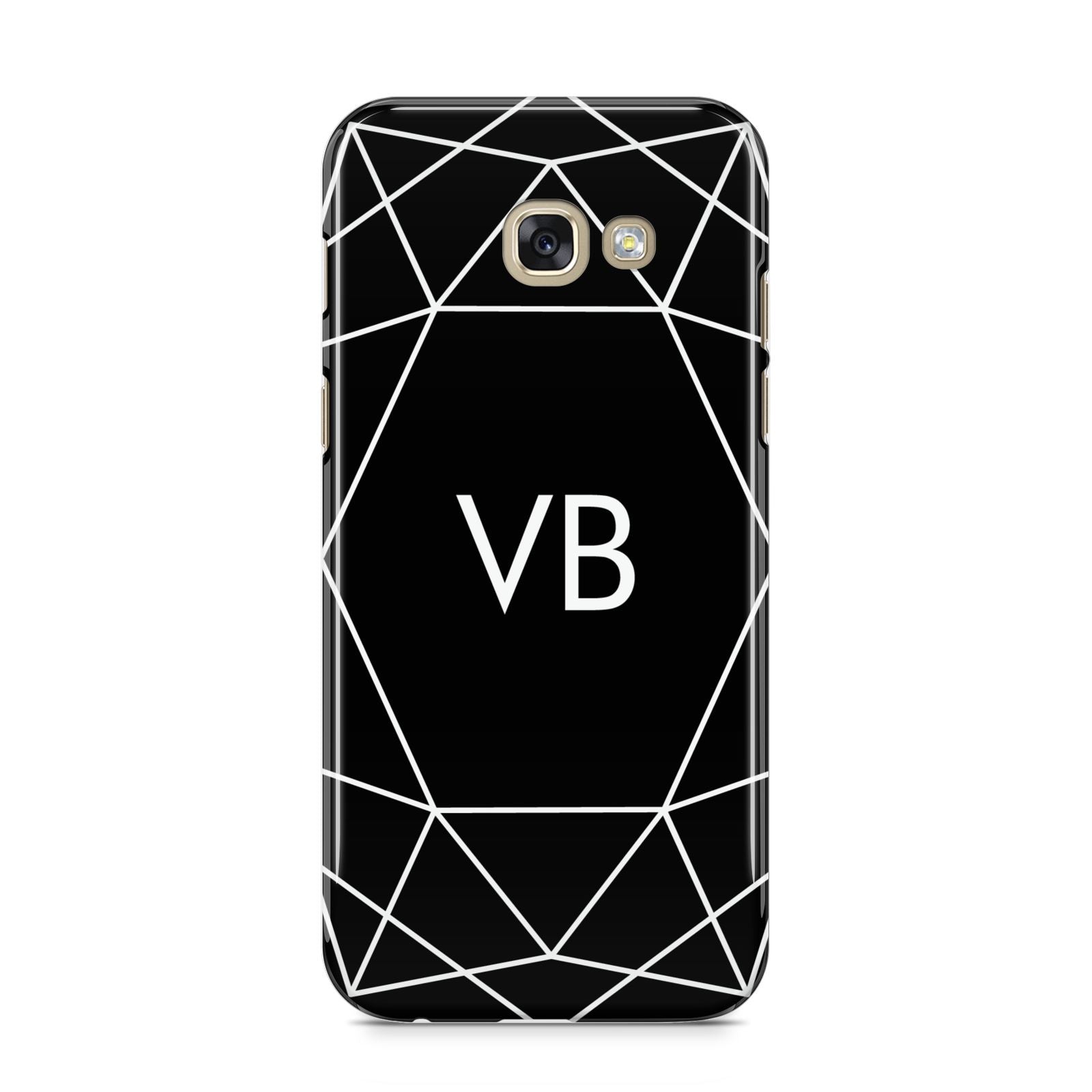 Personalised Black Initials Geometric Samsung Galaxy A5 2017 Case on gold phone