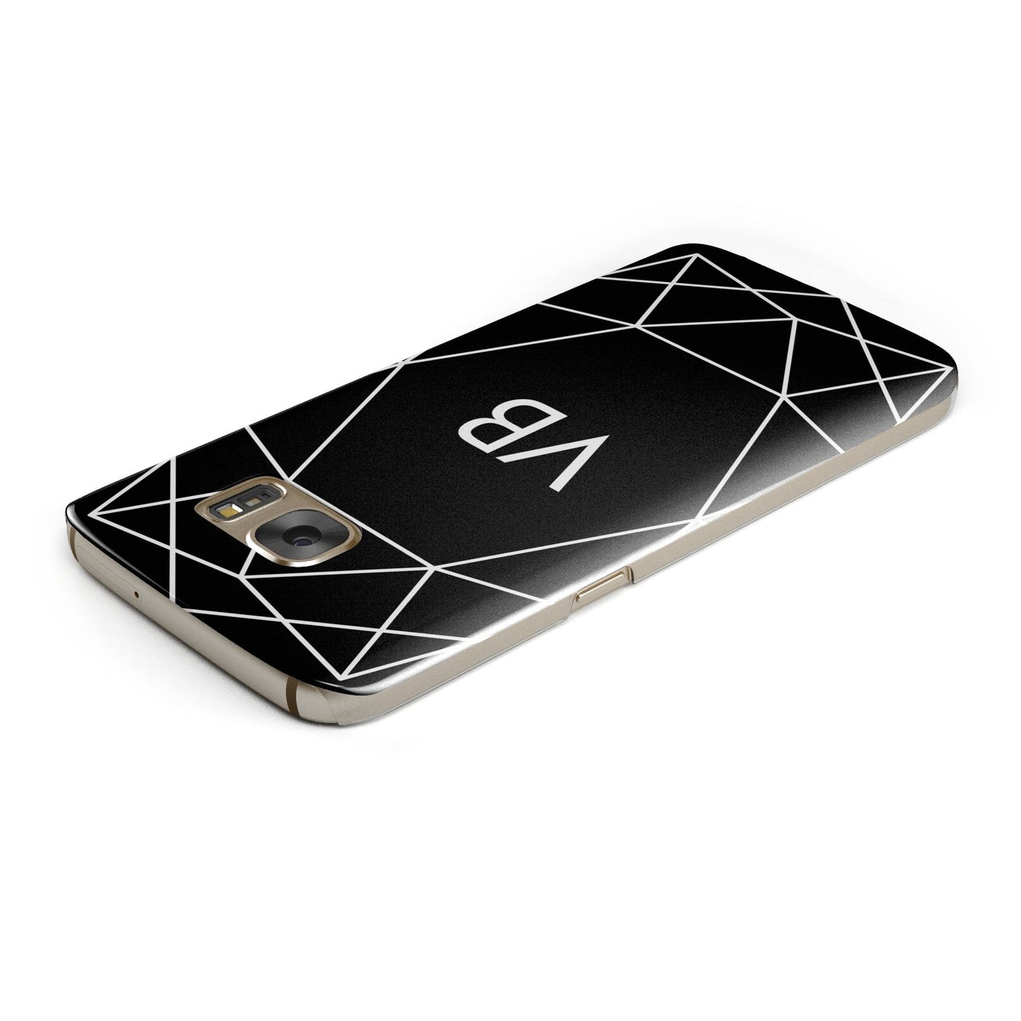 Personalised Black Initials Geometric Samsung Galaxy Case Top Cutout