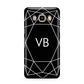 Personalised Black Initials Geometric Samsung Galaxy J7 2016 Case on gold phone