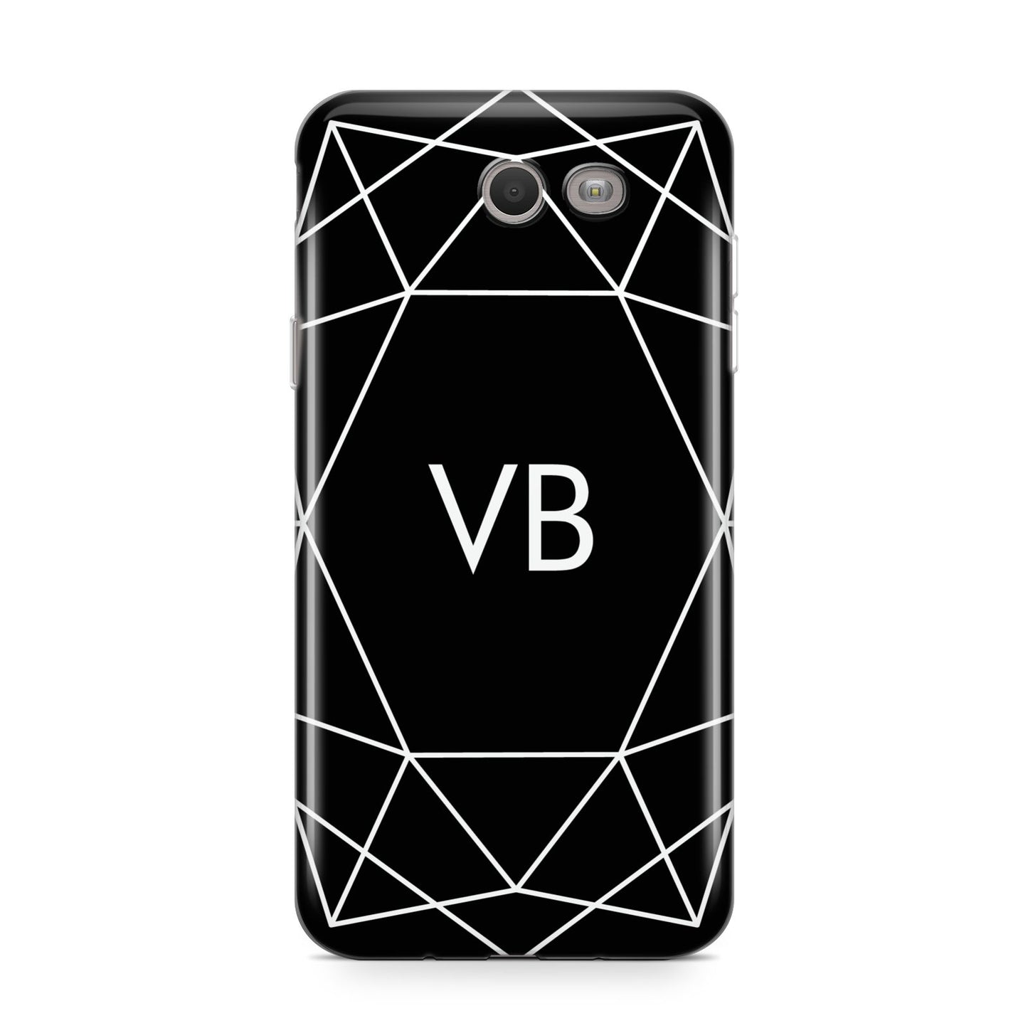 Personalised Black Initials Geometric Samsung Galaxy J7 2017 Case