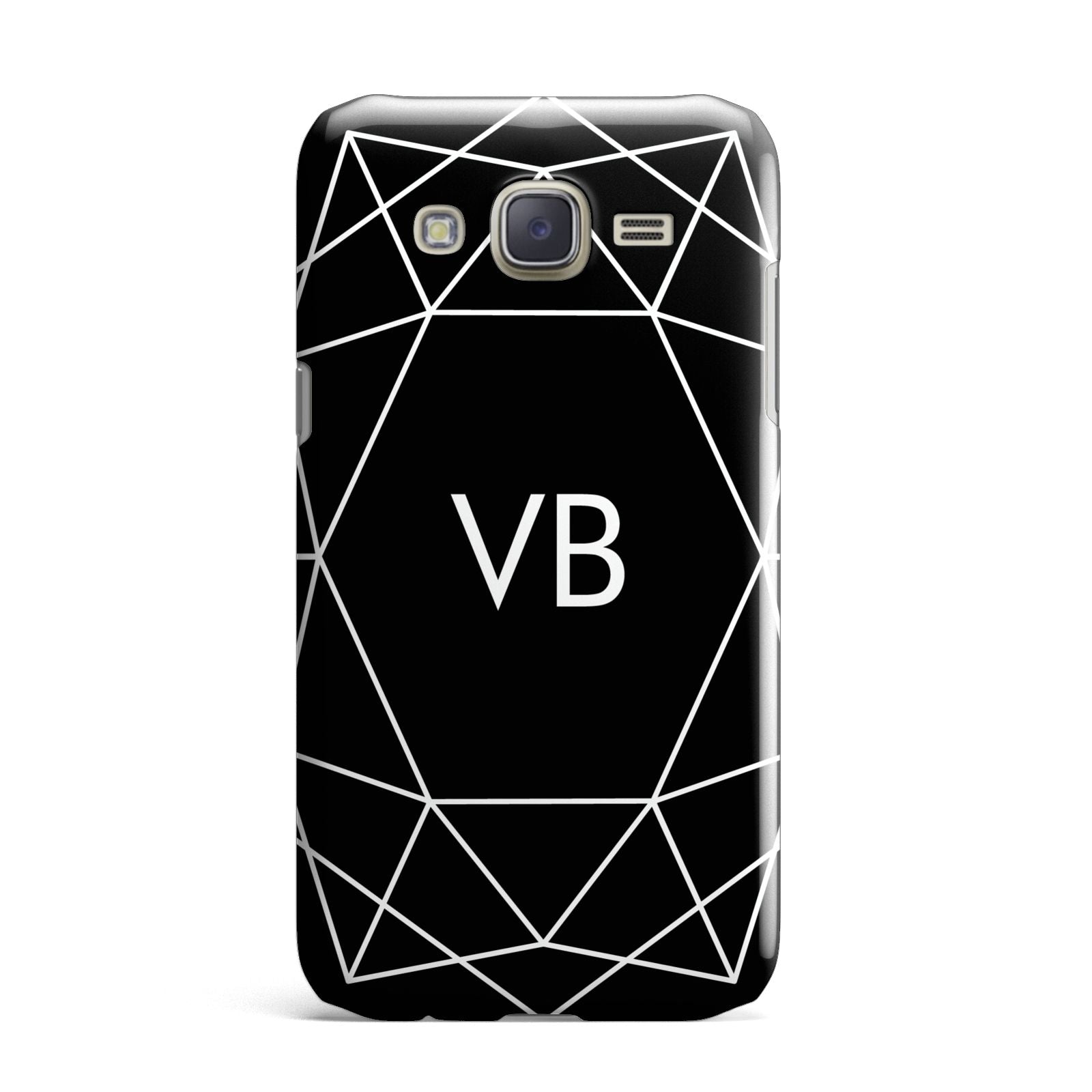 Personalised Black Initials Geometric Samsung Galaxy J7 Case
