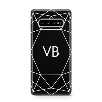 Personalised Black Initials Geometric Samsung Galaxy S10 Case