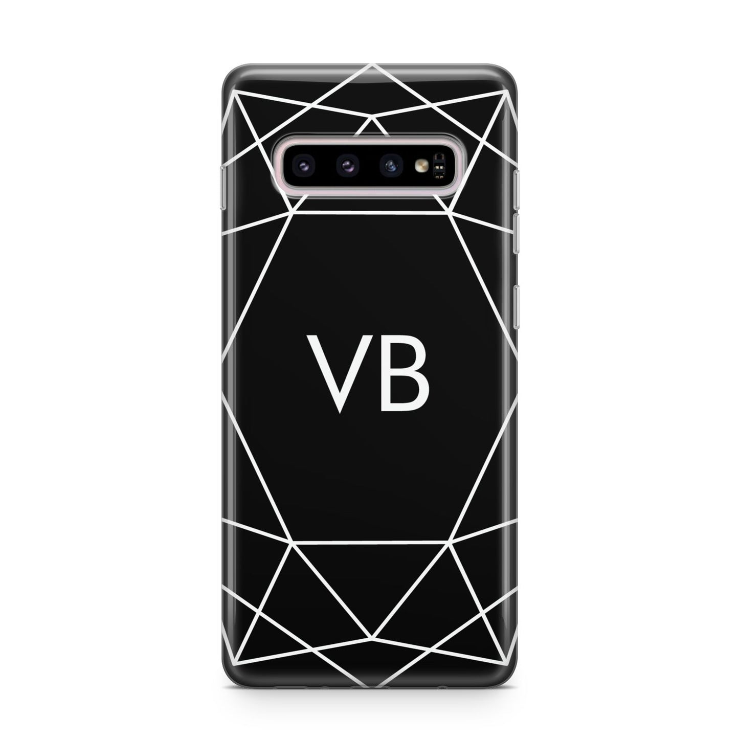 Personalised Black Initials Geometric Samsung Galaxy S10 Plus Case