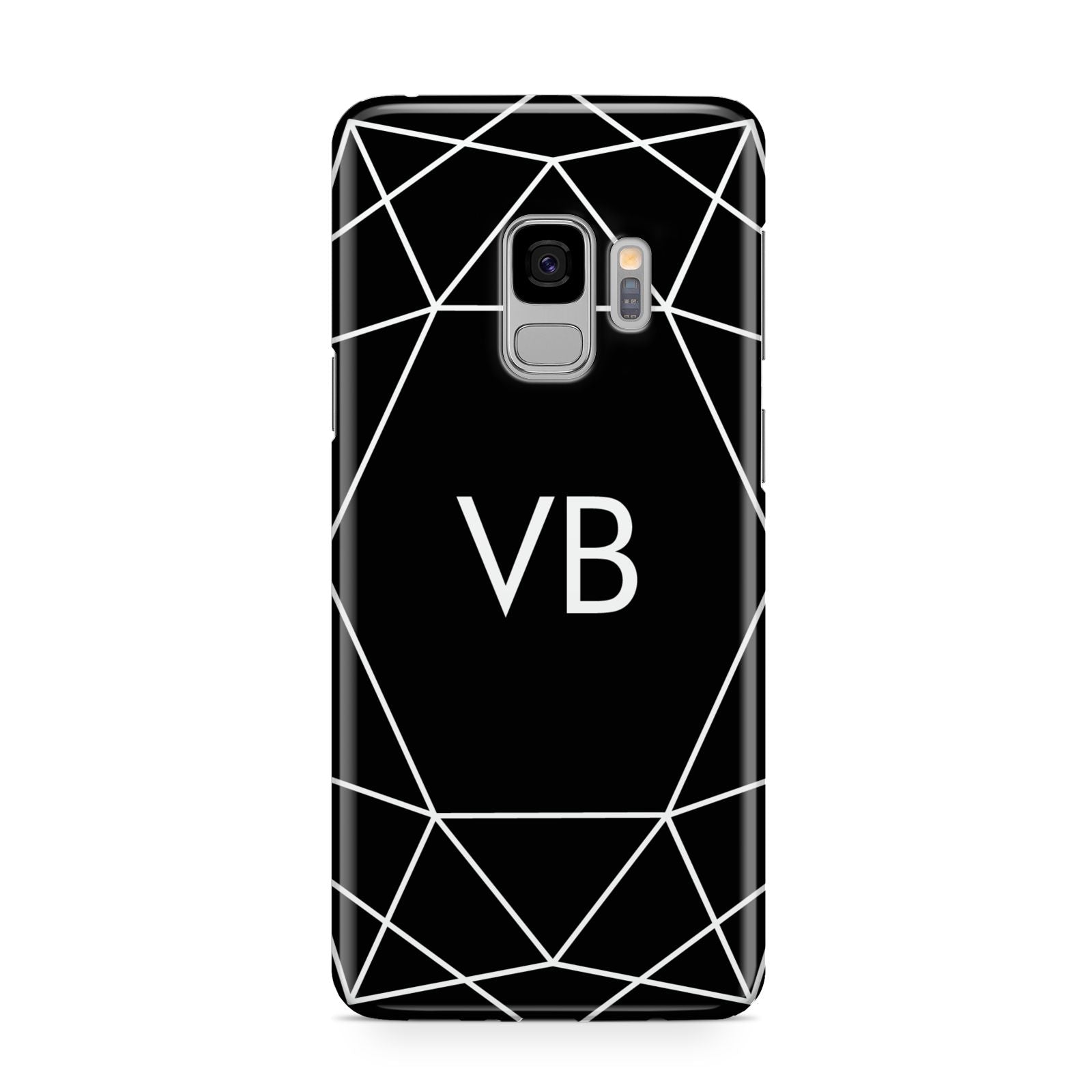 Personalised Black Initials Geometric Samsung Galaxy S9 Case