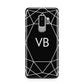 Personalised Black Initials Geometric Samsung Galaxy S9 Plus Case on Silver phone