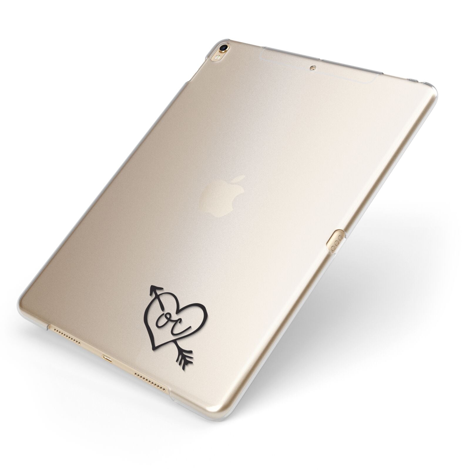 Personalised Black Initials Heart Arrow Apple iPad Case on Gold iPad Side View
