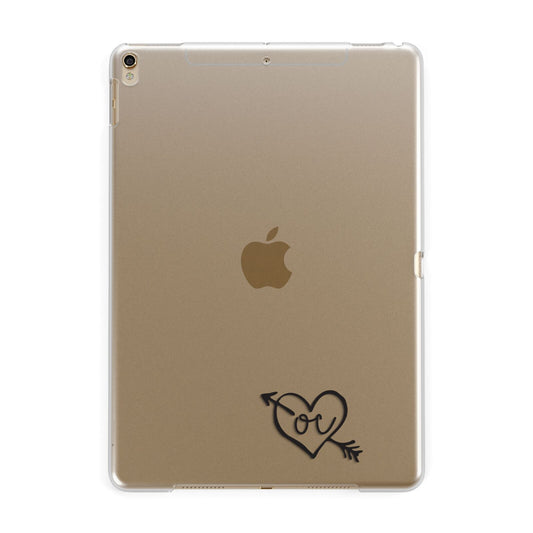 Personalised Black Initials Heart Arrow Apple iPad Gold Case