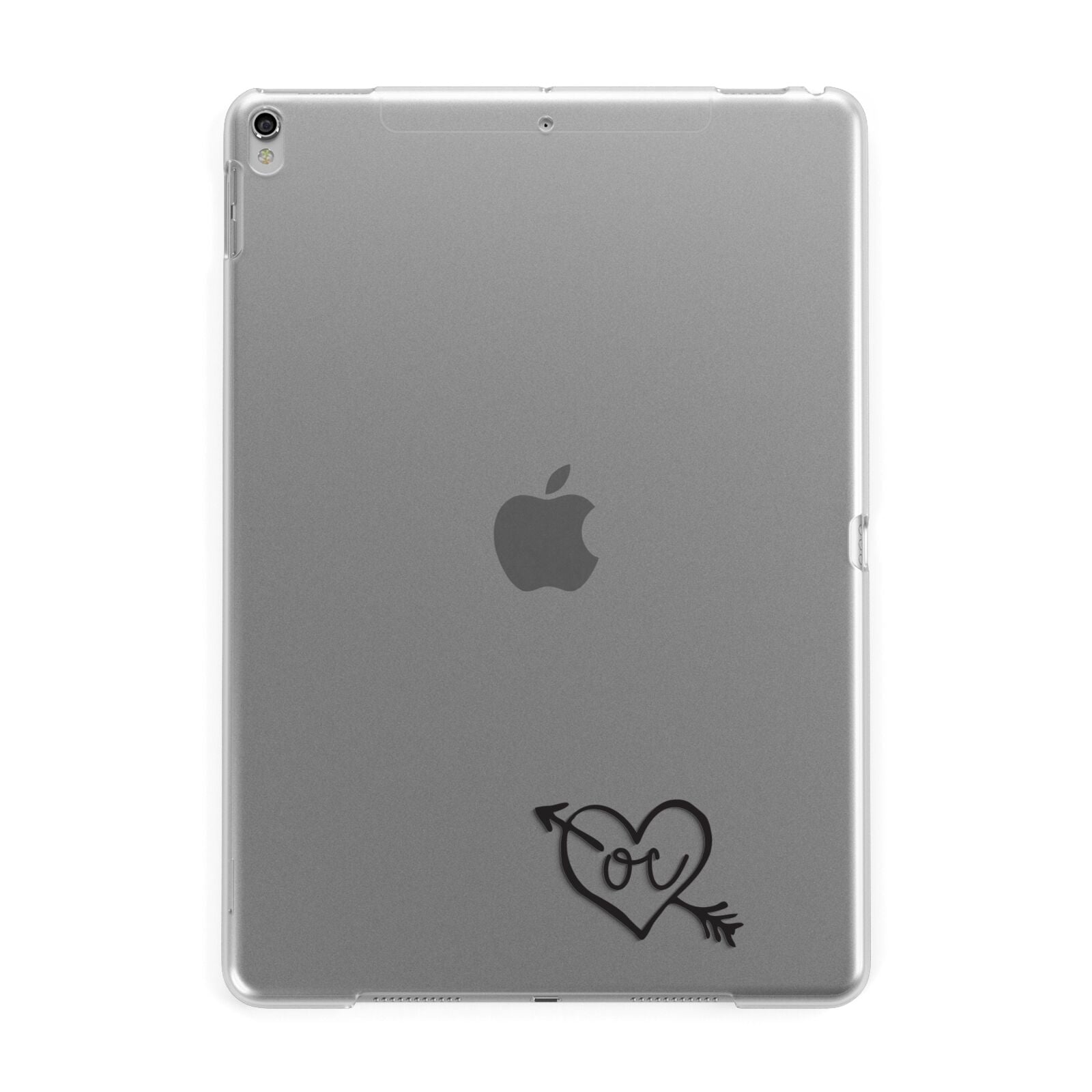 Personalised Black Initials Heart Arrow Apple iPad Silver Case