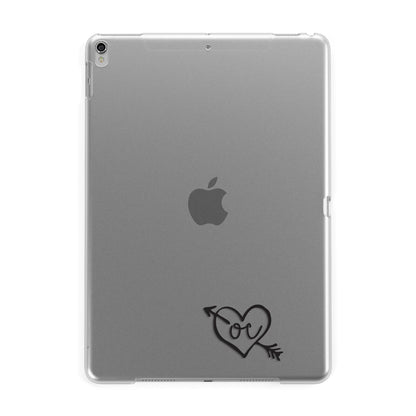 Personalised Black Initials Heart Arrow Apple iPad Silver Case