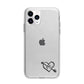 Personalised Black Initials Heart Arrow Apple iPhone 11 Pro Max in Silver with Bumper Case
